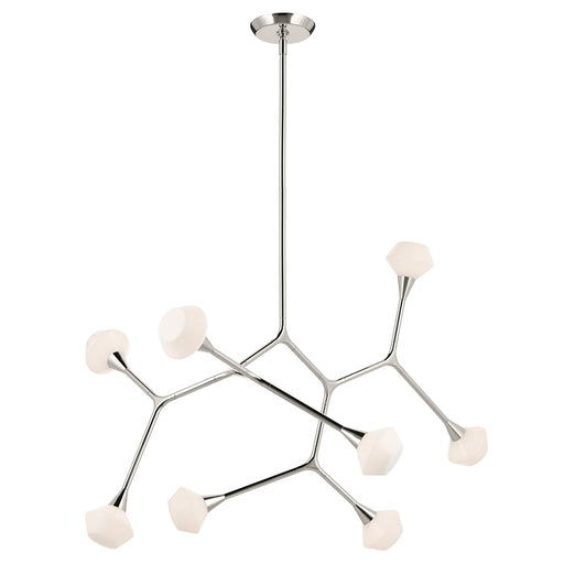 Kichler Cassius 52.5" 8 Light Convertible Chandelier, Nickel/Opal - 52763PN