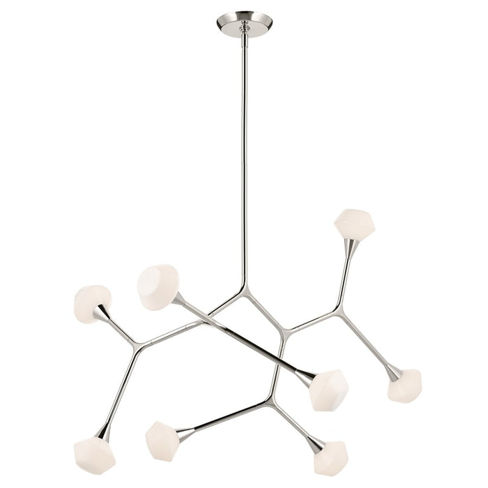 Kichler Cassius 52.5" 8 Light Convertible Chandelier, Nickel/Opal - 52763PN
