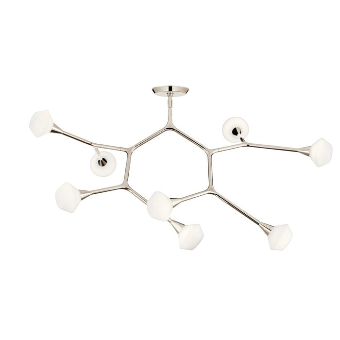 Kichler Cassius 52.5" 8 Light Convertible Chandelier, Nickel/Opal