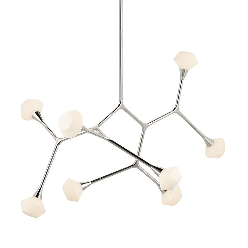 Kichler Cassius 52.5" 8 Light Convertible Chandelier, Nickel/Opal