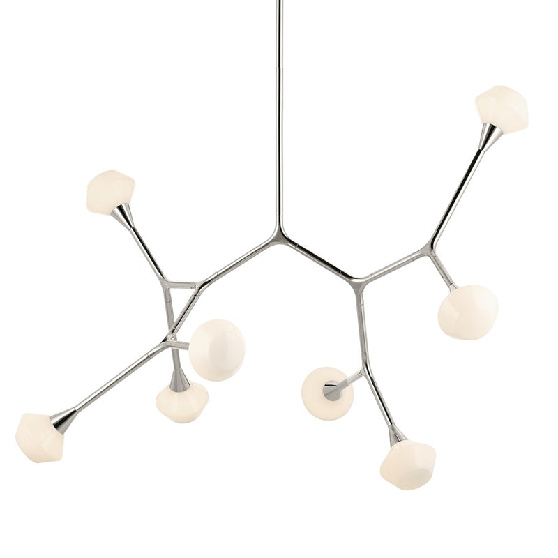 Kichler Cassius 52.5" 8 Light Convertible Chandelier, Nickel/Opal