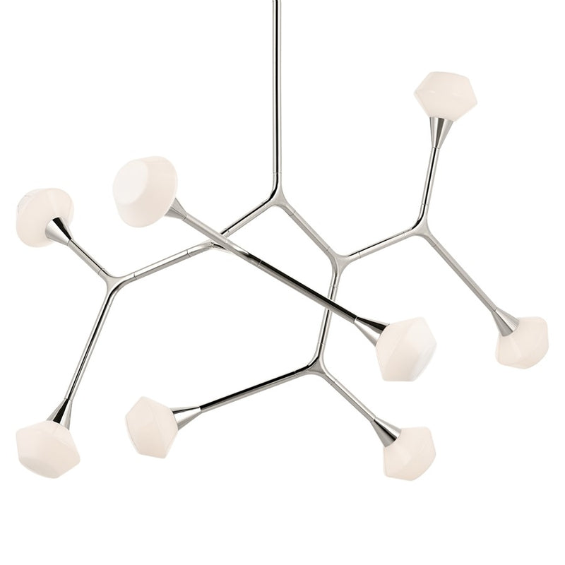 Kichler Cassius 52.5" 8 Light Convertible Chandelier, Nickel/Opal