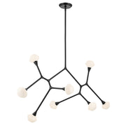 Kichler Cassius 61.25" 8 Light Convertible Chandelier, Black/Opal - 52764BK