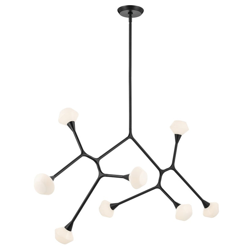 Kichler Cassius 61.25" 8 Light Convertible Chandelier, Black/Opal - 52764BK