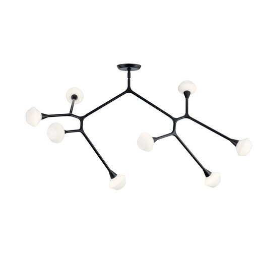 Kichler Cassius 61.25" 8 Light Convertible Chandelier, Black/Opal