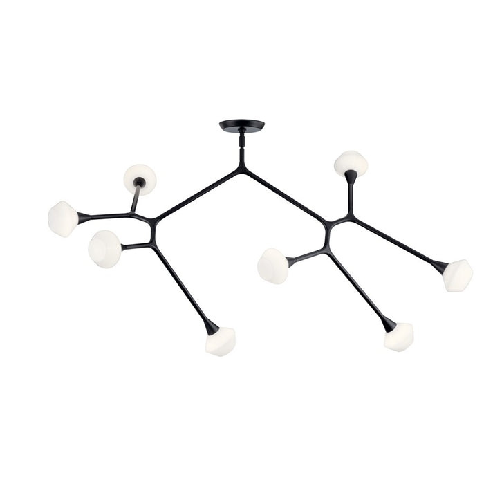 Kichler Cassius 61.25" 8 Light Convertible Chandelier, Black/Opal