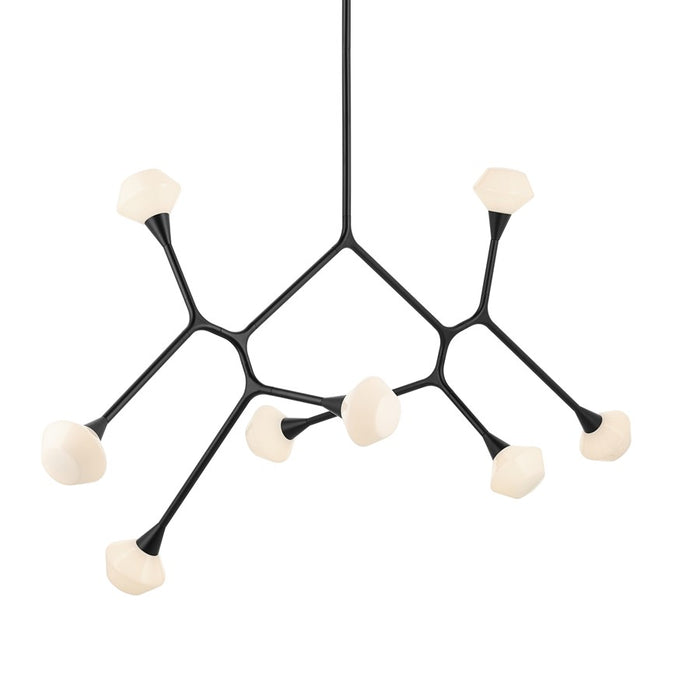 Kichler Cassius 61.25" 8 Light Convertible Chandelier, Black/Opal