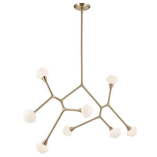 Kichler Cassius 61.25" 8 Light Convertible Chandelier, Bronze/Opal - 52764CPZ