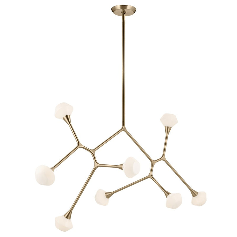 Kichler Cassius 61in 8-Light Convertible Chandelier | Modern Champagne Bronze and Opal Glass | Dining Room & Living Room | Model 52764CPZ