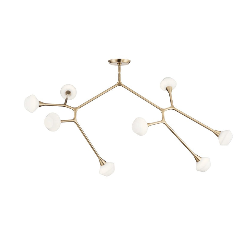 Kichler Cassius 61in 8-Light Convertible Chandelier | Modern Champagne Bronze and Opal Glass | Dining Room & Living Room | Model 52764CPZ