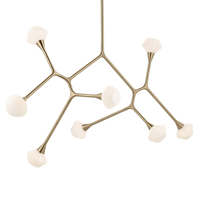 Kichler Cassius 61in 8-Light Convertible Chandelier | Modern Champagne Bronze and Opal Glass | Dining Room & Living Room | Model 52764CPZ