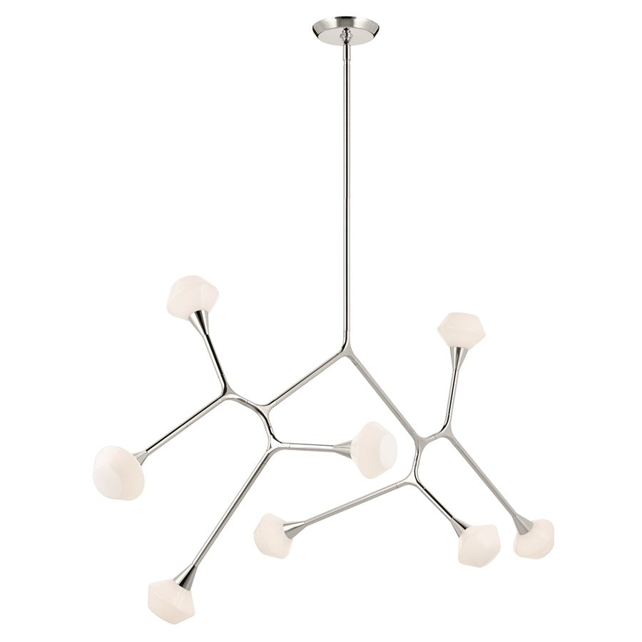 Kichler Cassius 61.25" 8 Light Convertible Chandelier, Nickel/Opal - 52764PN