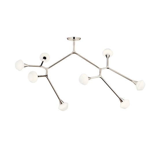 Kichler Cassius 61.25" 8 Light Convertible Chandelier, Nickel/Opal