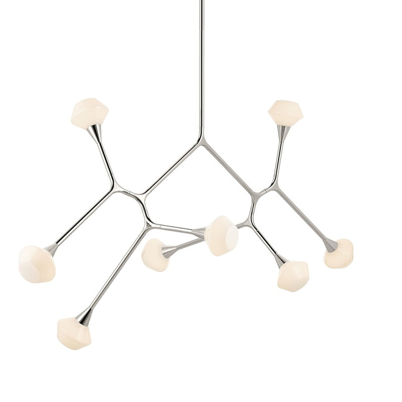 Kichler Cassius 61.25" 8 Light Convertible Chandelier, Nickel/Opal