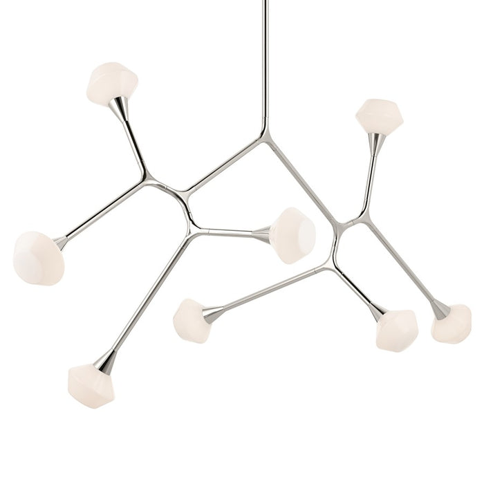 Kichler Cassius 61.25" 8 Light Convertible Chandelier, Nickel/Opal