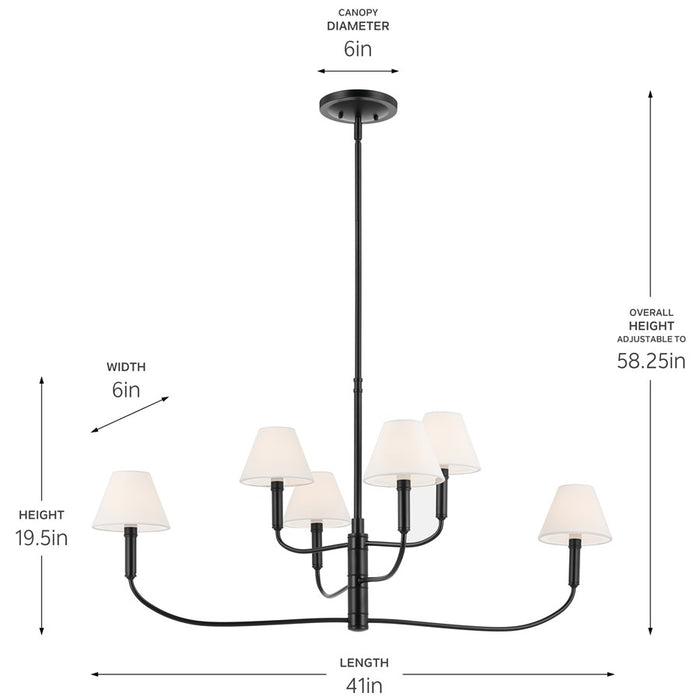 Kichler Eadie 41" 6 Light Chandelier, Black
