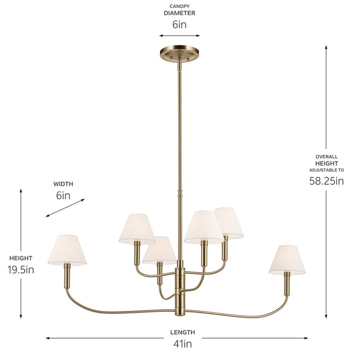 Kichler Eadie 41" 6 Light Chandelier, Champagne Bronze
