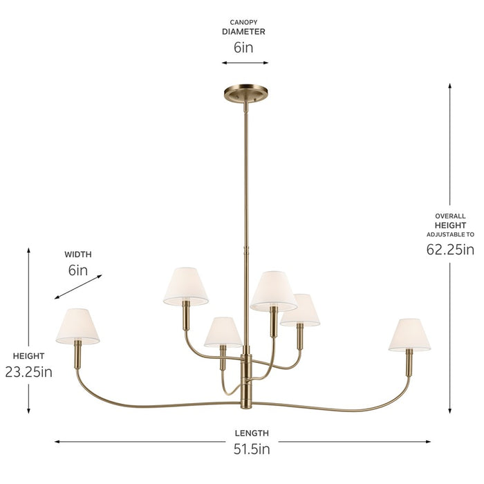 Kichler Eadie 51.5" 6 Light Chandelier, Champagne Bronze