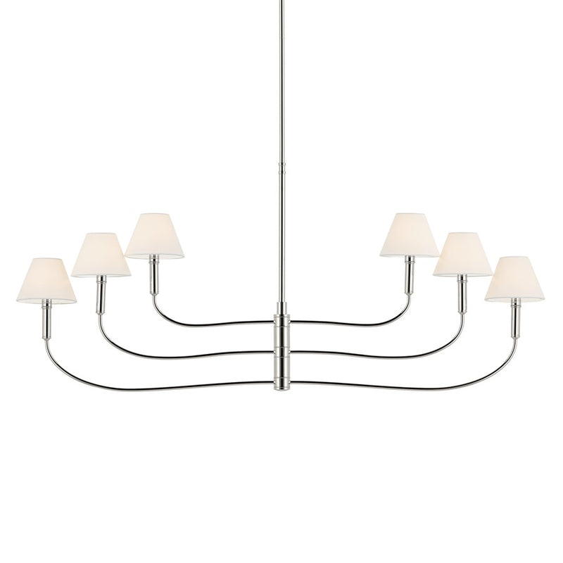 Kichler Eadie 51.5" 6 Light Chandelier, Polished Nickel