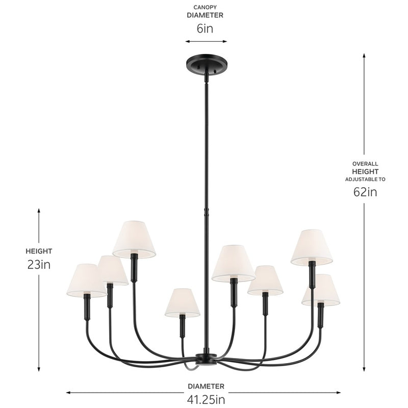Kichler Eadie 41.25" 8 Light Chandelier, Black