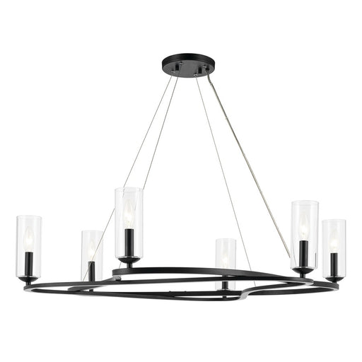 Kichler Harpin 37.75" 6 Light 1 Tier Chandelier, Black/Clear Glass - 52771BK