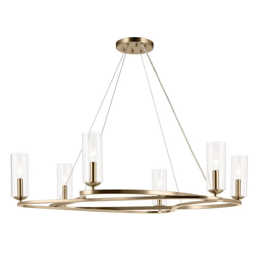Kichler Harpin 37.75" 6 Light Chandelier, Champagne Bronze/Clear - 52771CPZ