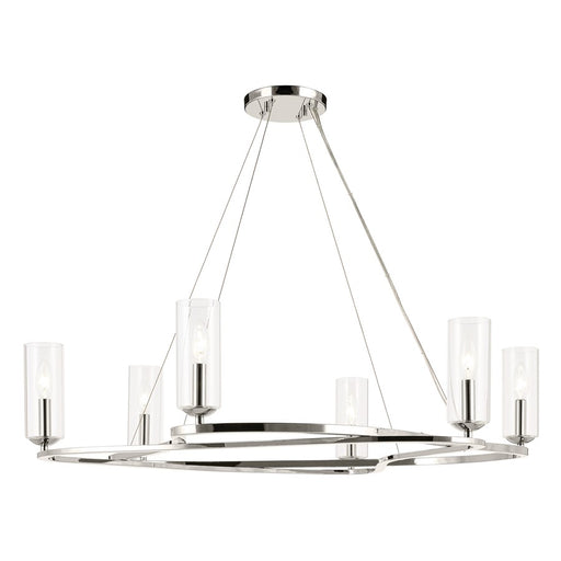 Kichler Harpin 37.75" 6 Light 1 Tier Chandelier, Polished Nickel/Clear - 52771PN