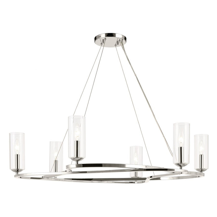 Kichler Harpin 37.75" 6 Light 1 Tier Chandelier, Polished Nickel/Clear - 52771PN