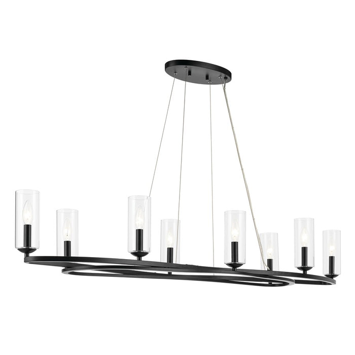 Kichler Harpin 52.5" 8Lt Linear Chandelier/Oval Pendant, Black/Clear - 52772BK