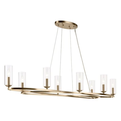 Kichler Harpin 52.5" 8Lt Linear Chandelier/Oval Pendant, Bronze/Clear - 52772CPZ