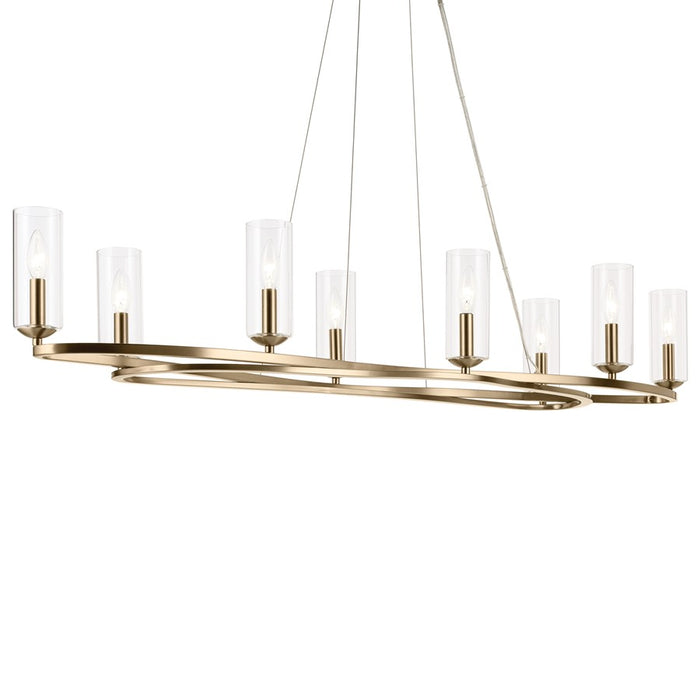 Kichler Harpin 52.5" 8Lt Linear Chandelier/Oval Pendant, Bronze/Clear