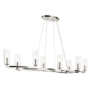 Kichler Harpin 52.5" 8Lt Linear Chandelier/Oval Pendant, Nickel/Clear - 52772PN