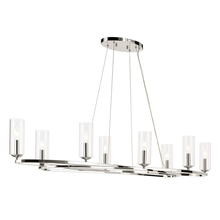 Kichler Harpin 52.5" 8Lt Linear Chandelier/Oval Pendant, Nickel/Clear - 52772PN