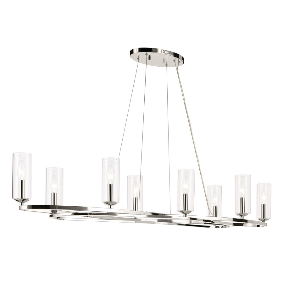 Kichler Harpin 52.5" 8Lt Linear Chandelier/Oval Pendant, Nickel/Clear - 52772PN