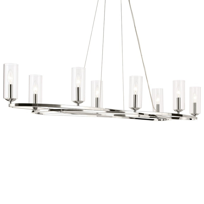 Kichler Harpin 52.5" 8Lt Linear Chandelier/Oval Pendant, Nickel/Clear