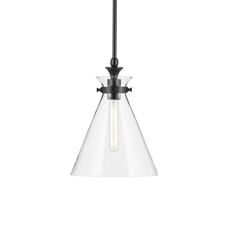 Kichler Laria 10.5" 1 Light Pendant, Black/Clear Glass