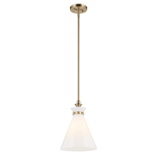 Kichler Laria 10.5" 1 Light Pendant, Champagne Bronze/Opal Glass - 52774CPZ