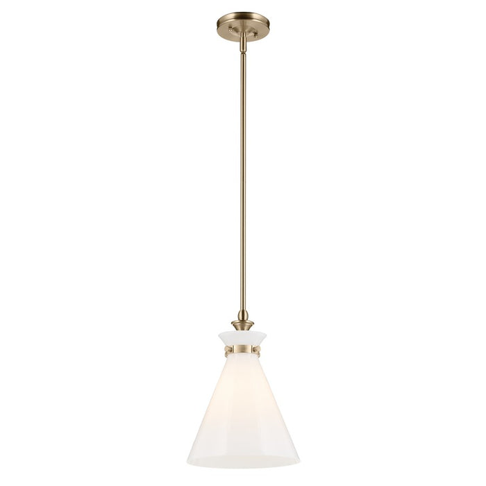 Kichler Laria 10.5" 1 Light Pendant, Champagne Bronze/Opal Glass - 52774CPZ