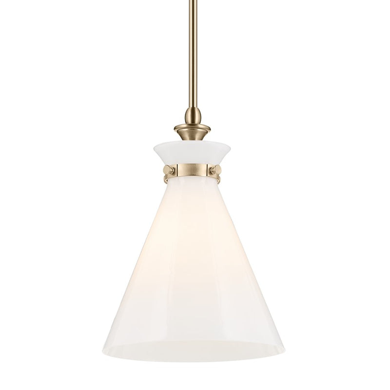 Kichler Laria 10.5" 1 Light Pendant, Champagne Bronze/Opal Glass