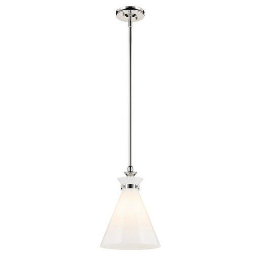 Kichler Laria 10.5" 1 Light Pendant, Polished Nickel/Opal Glass - 52774PN