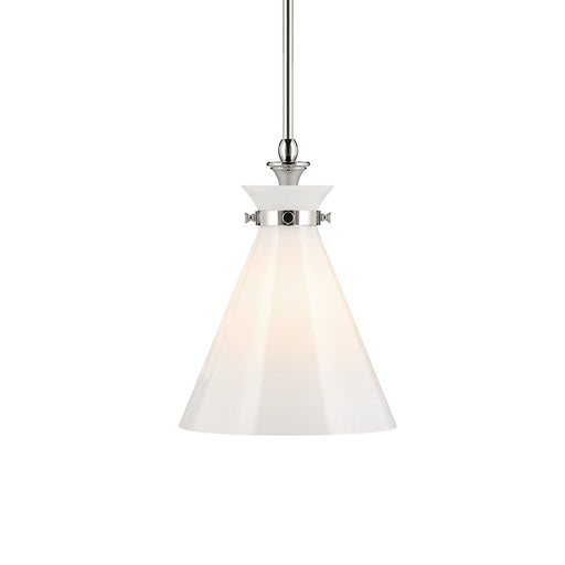 Kichler Laria 10.5" 1 Light Pendant, Polished Nickel/Opal Glass