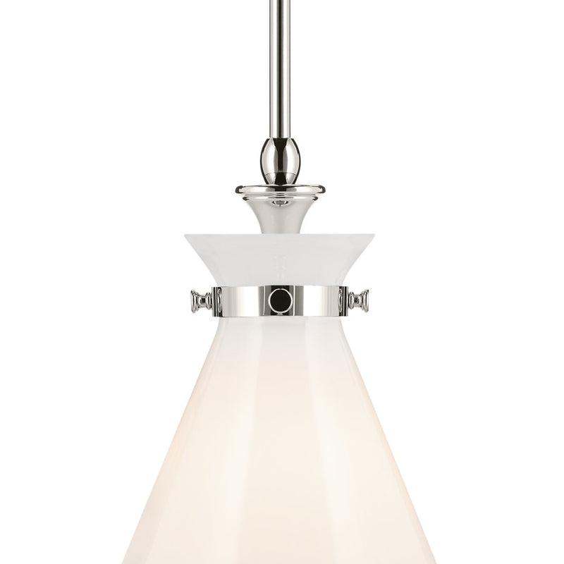 Kichler Laria 10.5" 1 Light Pendant, Polished Nickel/Opal Glass