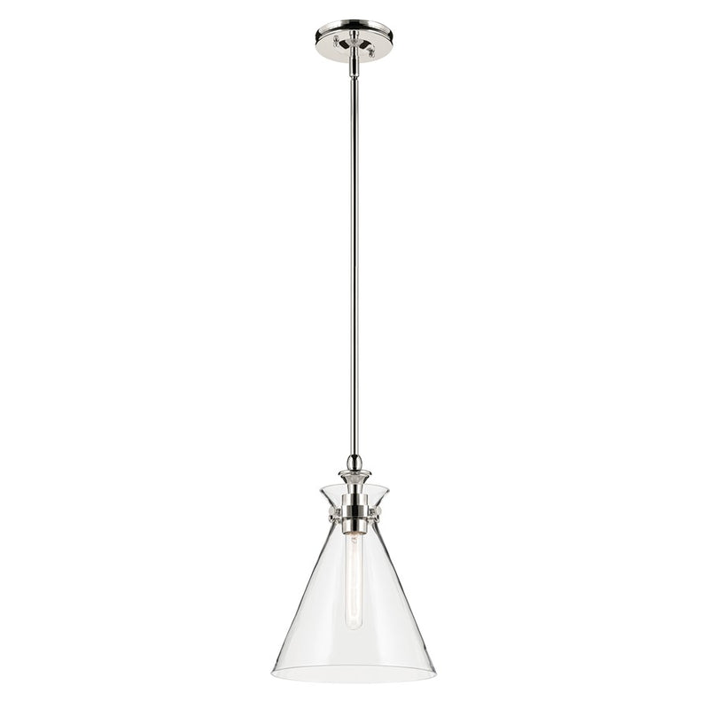 Kichler Laria 10.5" 1 Light Pendant, Polished Nickel/Clear Glass - 52774PNCLR