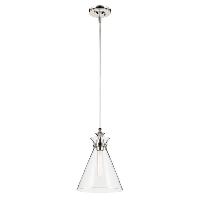 Kichler Laria 10.5" 1 Light Pendant, Polished Nickel/Clear Glass - 52774PNCLR