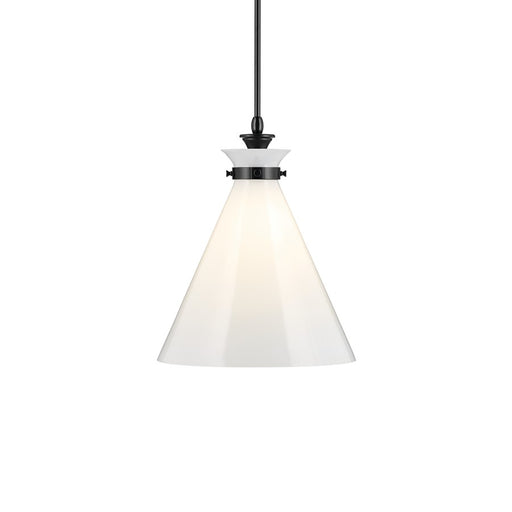 Kichler Laria 16" 1 Light Pendant, Black/Opal Glass