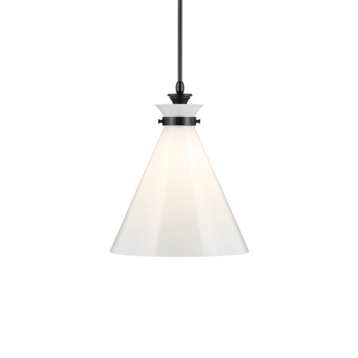 Kichler Laria 16" 1 Light Pendant, Black/Opal Glass