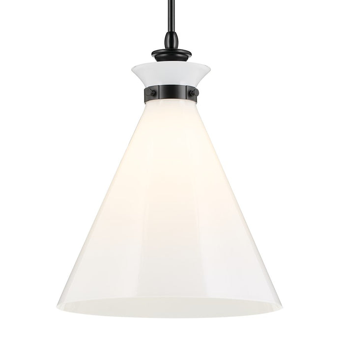Kichler Laria 16" 1 Light Pendant, Black/Opal Glass