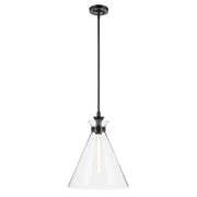 Kichler Laria 16" 1 Light Pendant, Black/Clear Glass - 52775BKCLR