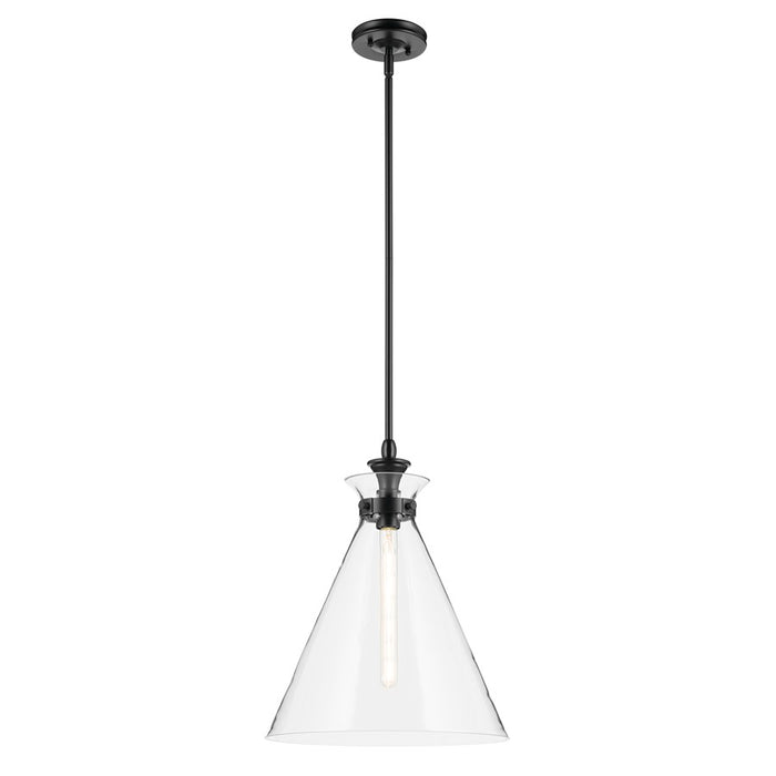 Kichler Laria 16" 1 Light Pendant, Black/Clear Glass - 52775BKCLR