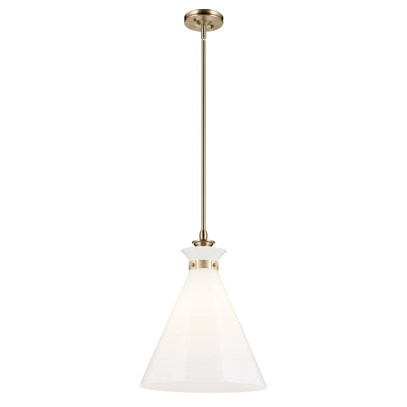 Kichler Laria 16" 1 Light Pendant, Champagne Bronze/Opal Glass - 52775CPZ
